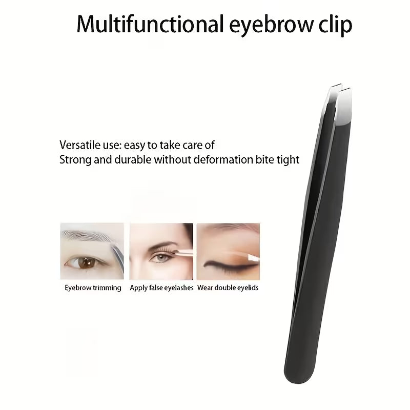 Ambidextrous Steel Eyebrow Scissors, Tweezers & Dermaplaning Razor.