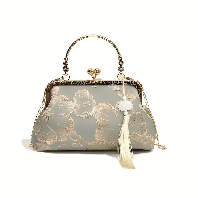 A patterned casual small handbag.