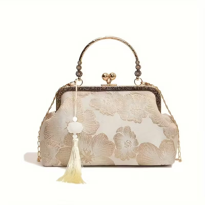 A patterned casual small handbag.