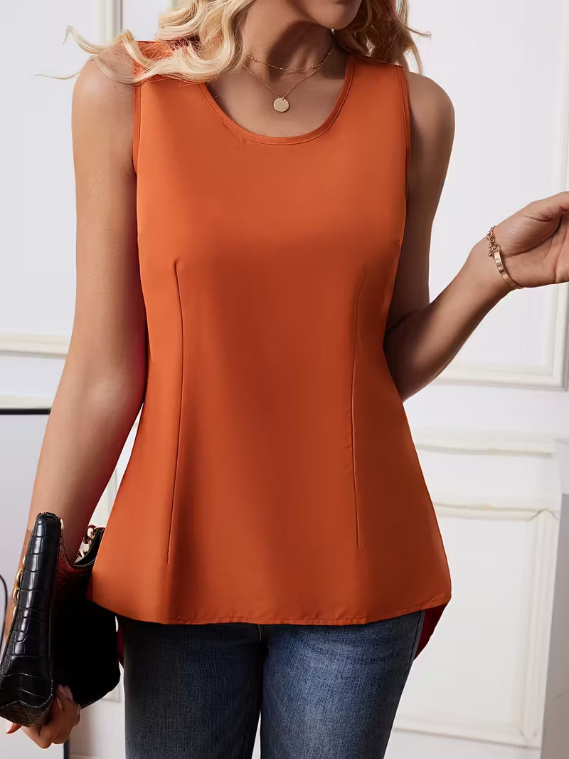 Asymmetric Sleeveless Blouse Tops.