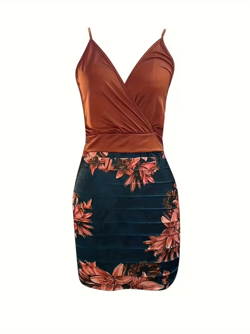 Backless V-Neck Cami & Floral Print Midi.