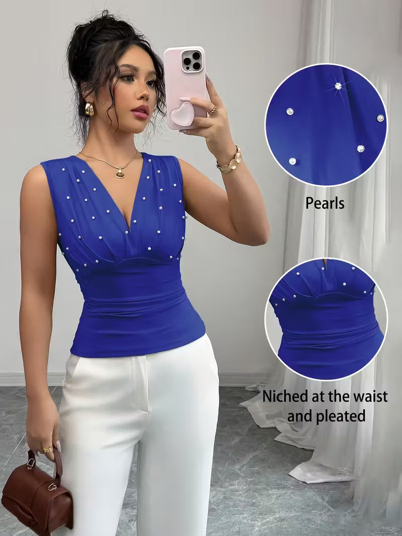 Beige Pearl Romantic Women'S Tank Tops.