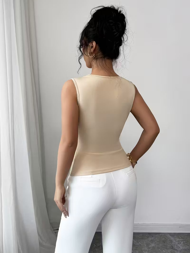 Beige Pearl Romantic Women'S Tank Tops.