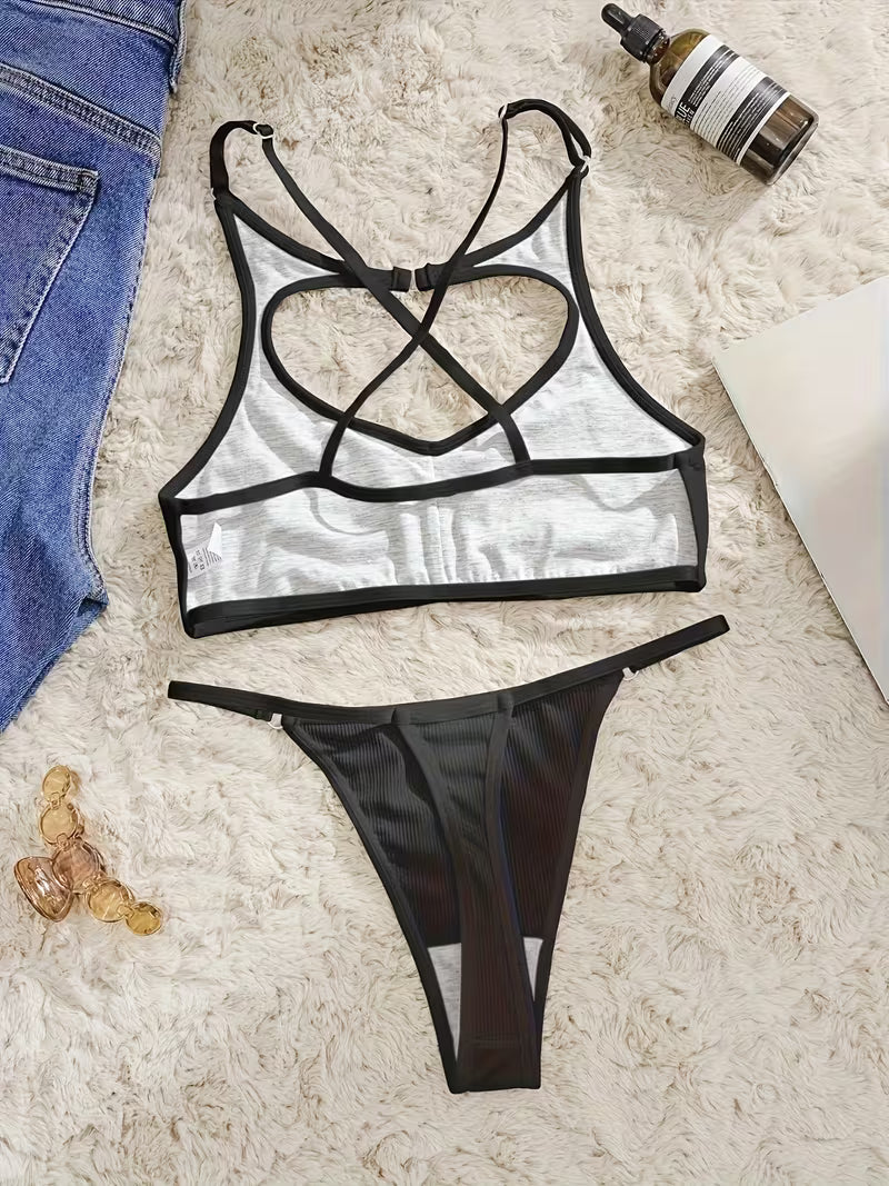 Breathable Hollow-Out Bra & V-String Thong.