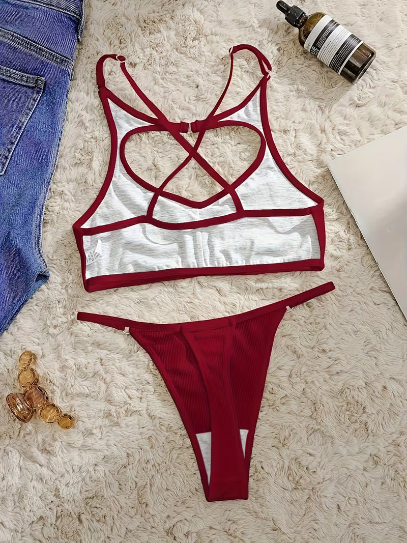 Breathable Hollow-Out Bra & V-String Thong.