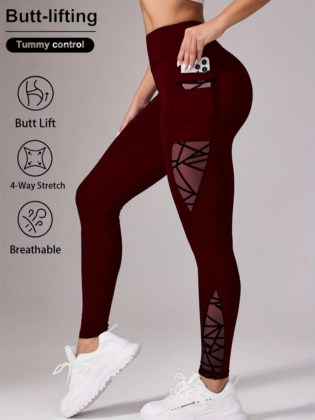 Butt-Lifting Mesh Workout Tights with Pockets.