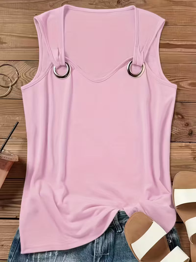 Casual Crew Neck Tank Tops.