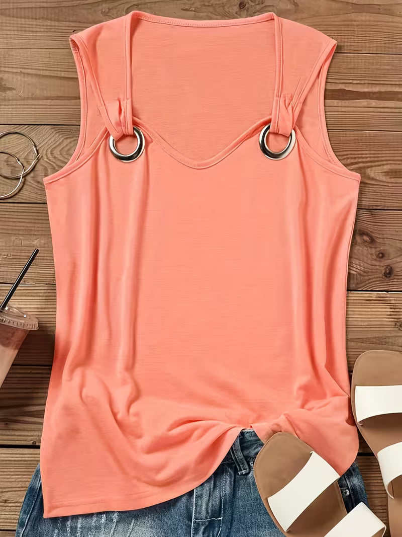 Casual Crew Neck Tank Tops.