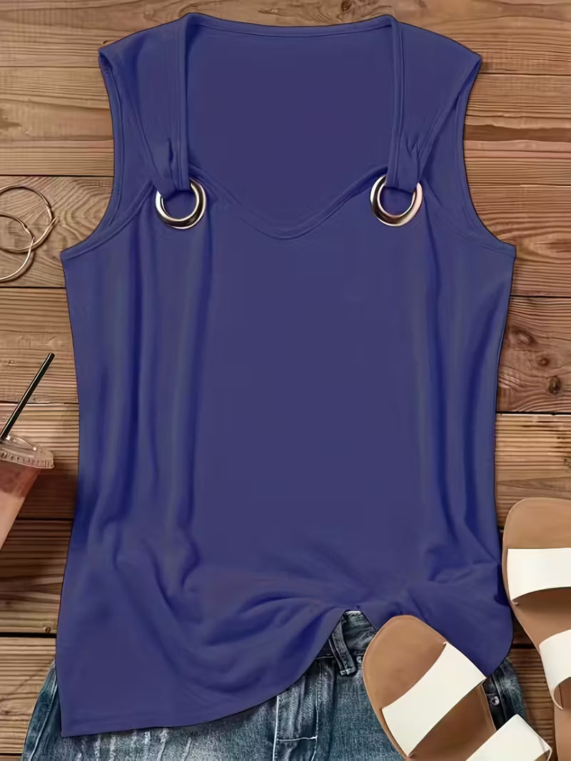 Casual Crew Neck Tank Tops.