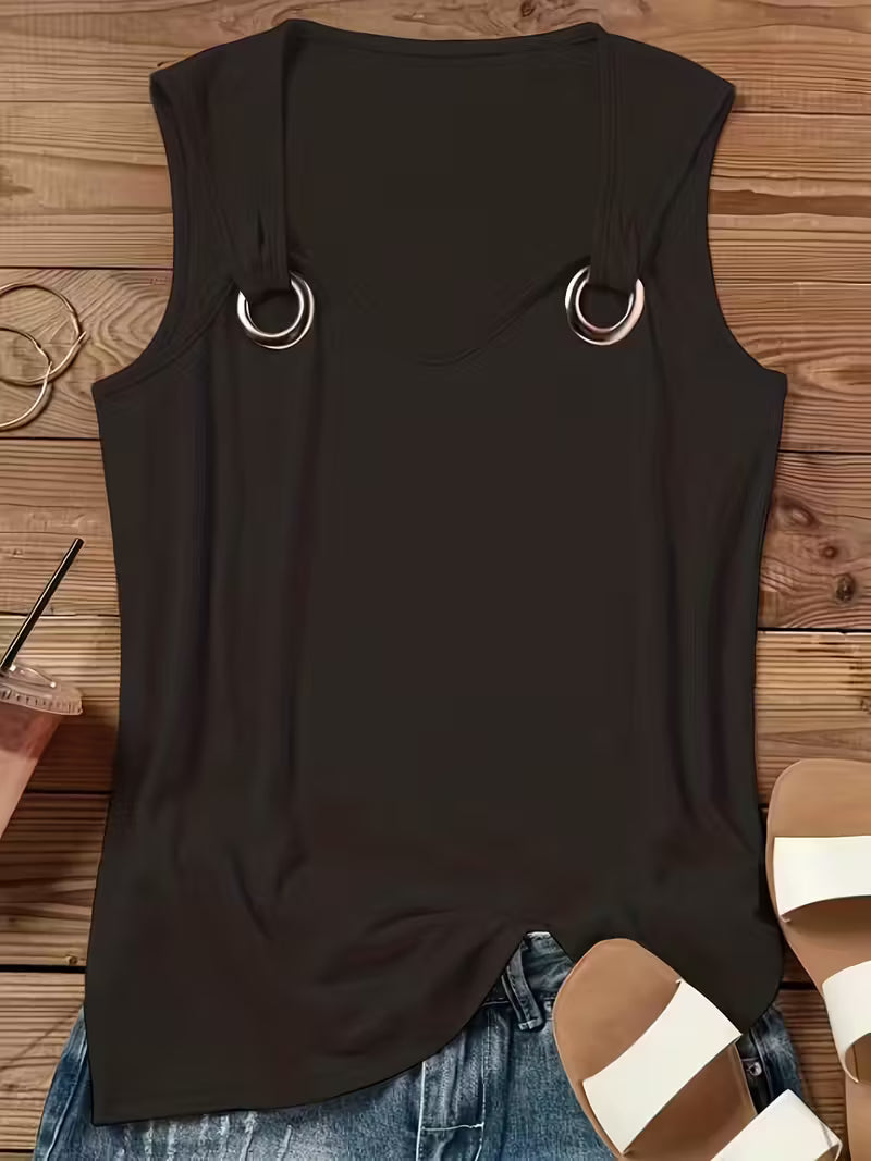 Casual Crew Neck Tank Tops.