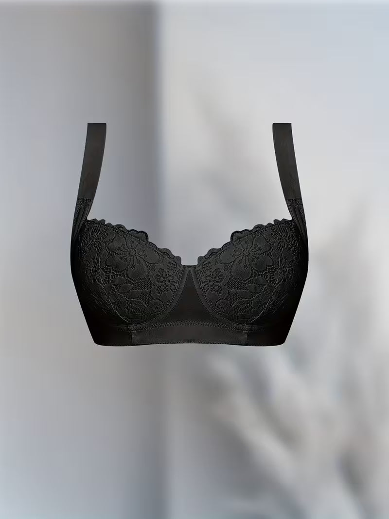 Classic Black Lace Push-Up Bras.