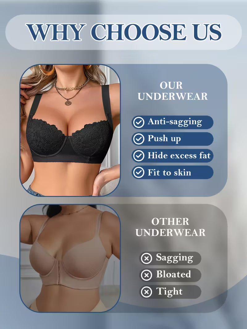 Classic Black Lace Push-Up Bras.