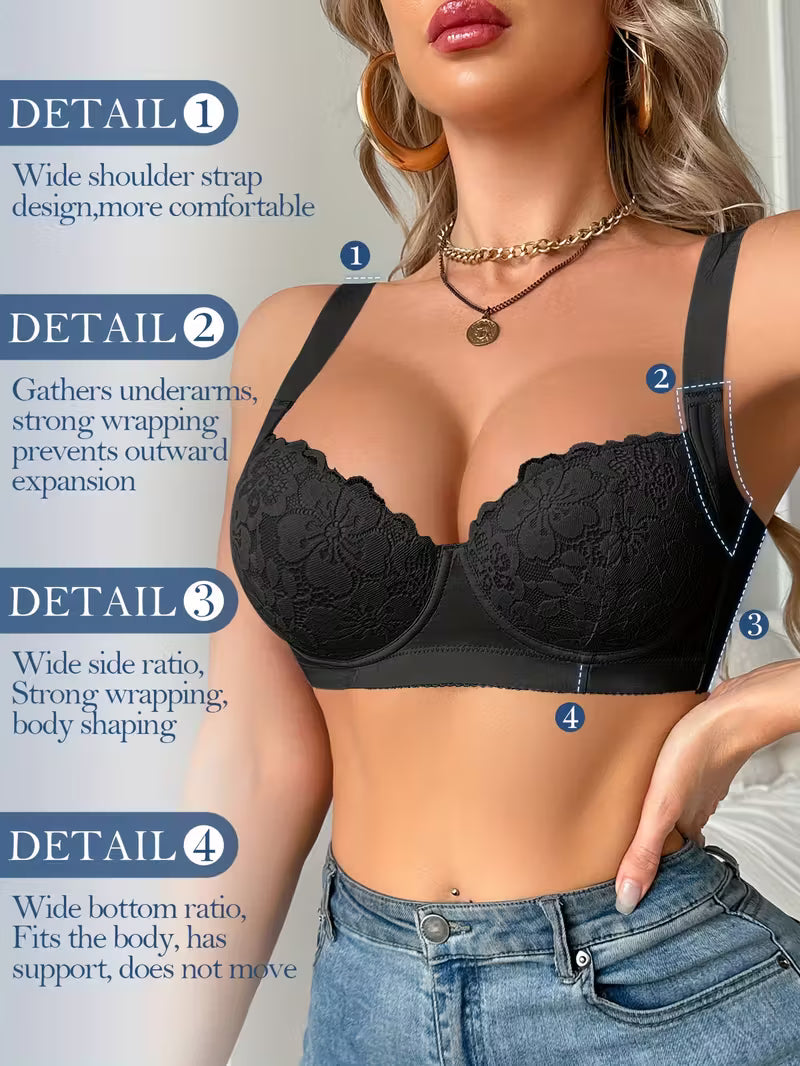 Classic Black Lace Push-Up Bras.