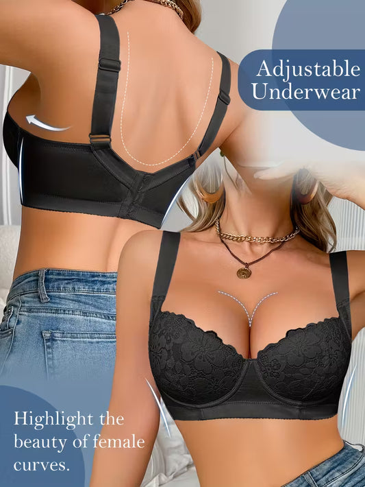 Classic Black Lace Push-Up Bras.