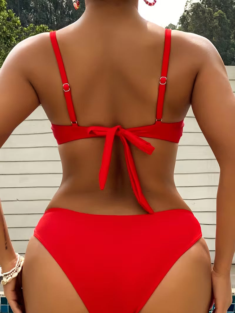 Classic Two-Piece Knit Swimsuit.