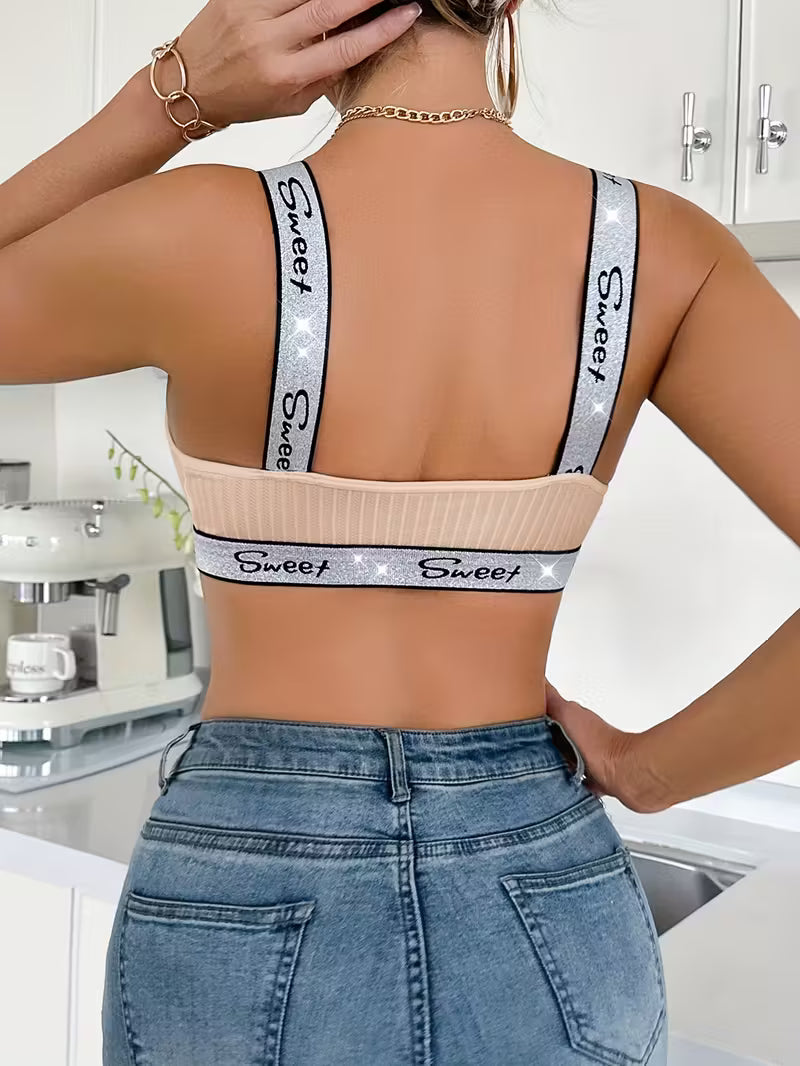 Comfortable Front-Closure Wireless Lingerie Striped Bras.