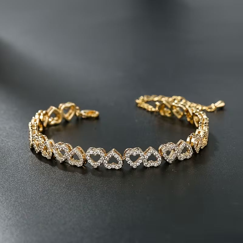 Cubic Synthetic Zirconia Heart Tennis Bracelets.