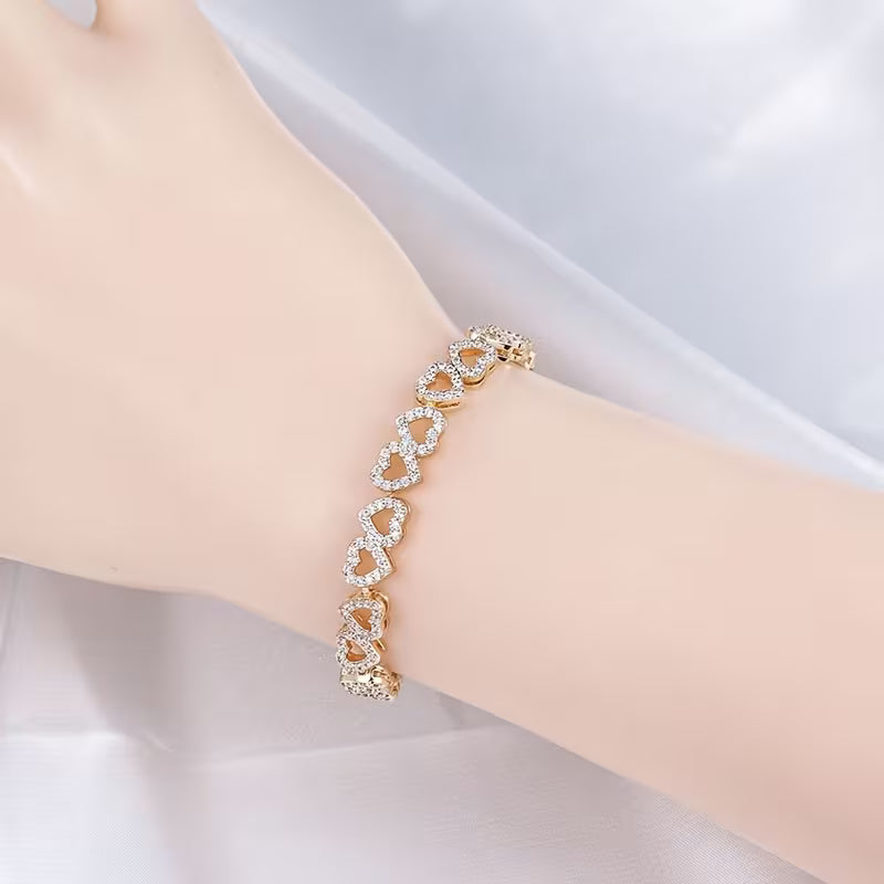 Cubic Synthetic Zirconia Heart Tennis Bracelets.