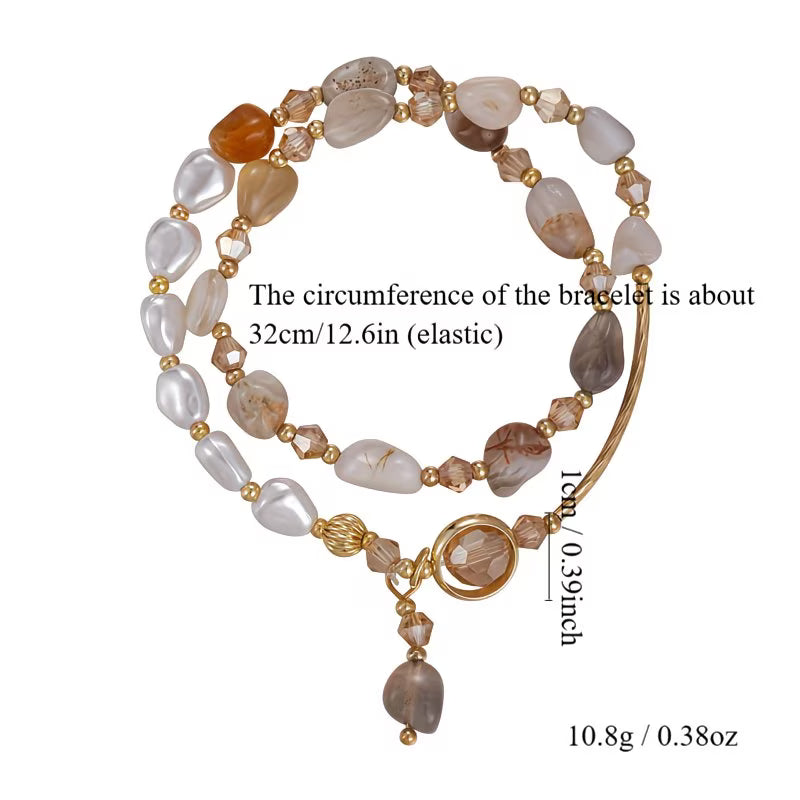 Double-Layer "Light Luxury" Pearl & Stone Bracelet.