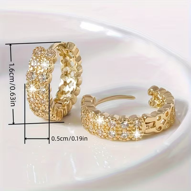 Double Row Synthetic Zirconia Exquisite Earrings.