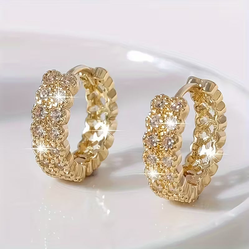 Double Row Synthetic Zirconia Exquisite Earrings.
