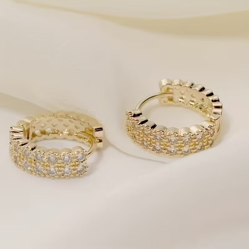 Double Row Synthetic Zirconia Exquisite Earrings.