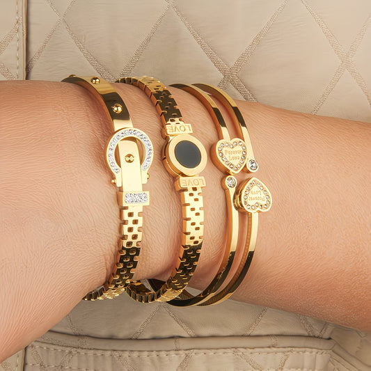 "Double Heart" 3-Piece Bracelet Set.