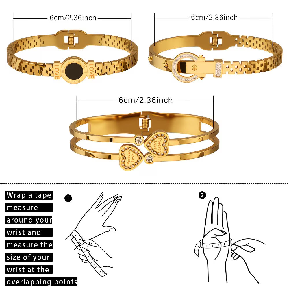 "Double Heart" 3-Piece Bracelet Set.