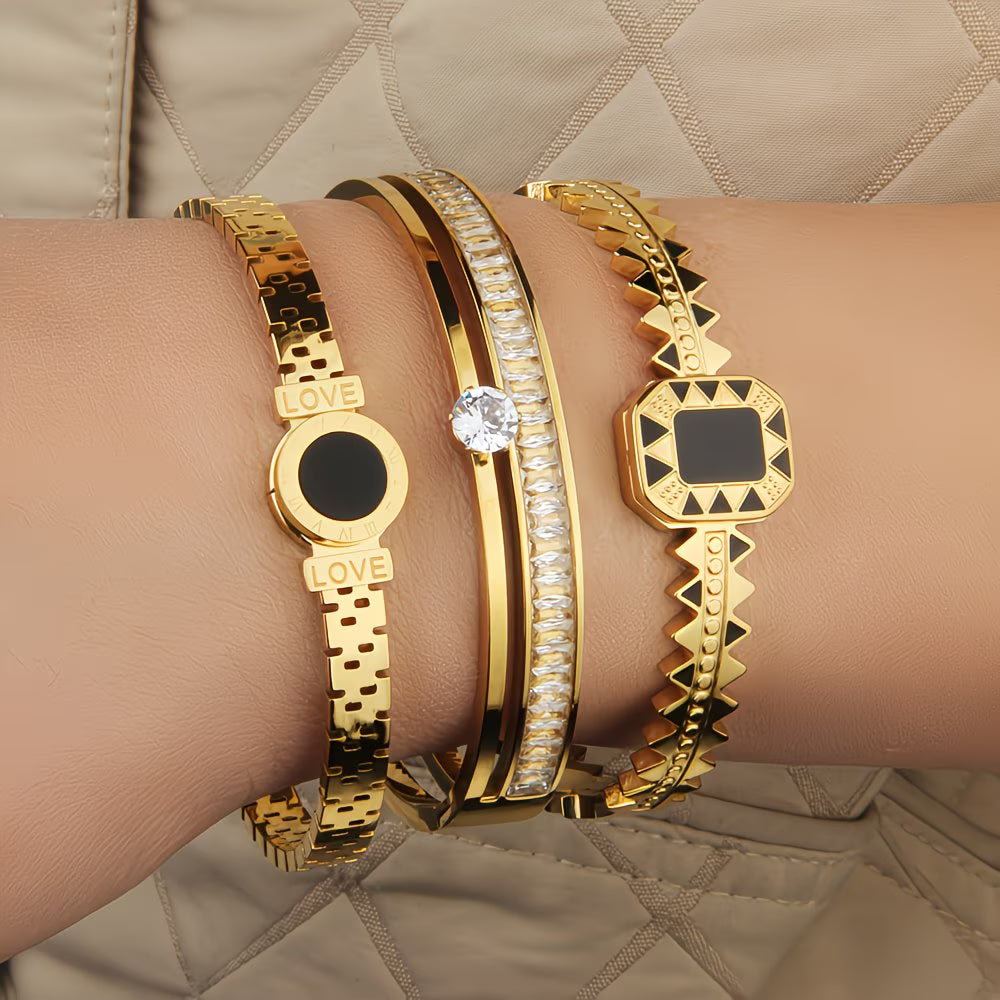 "Double Heart" 3-Piece Bracelet Set.