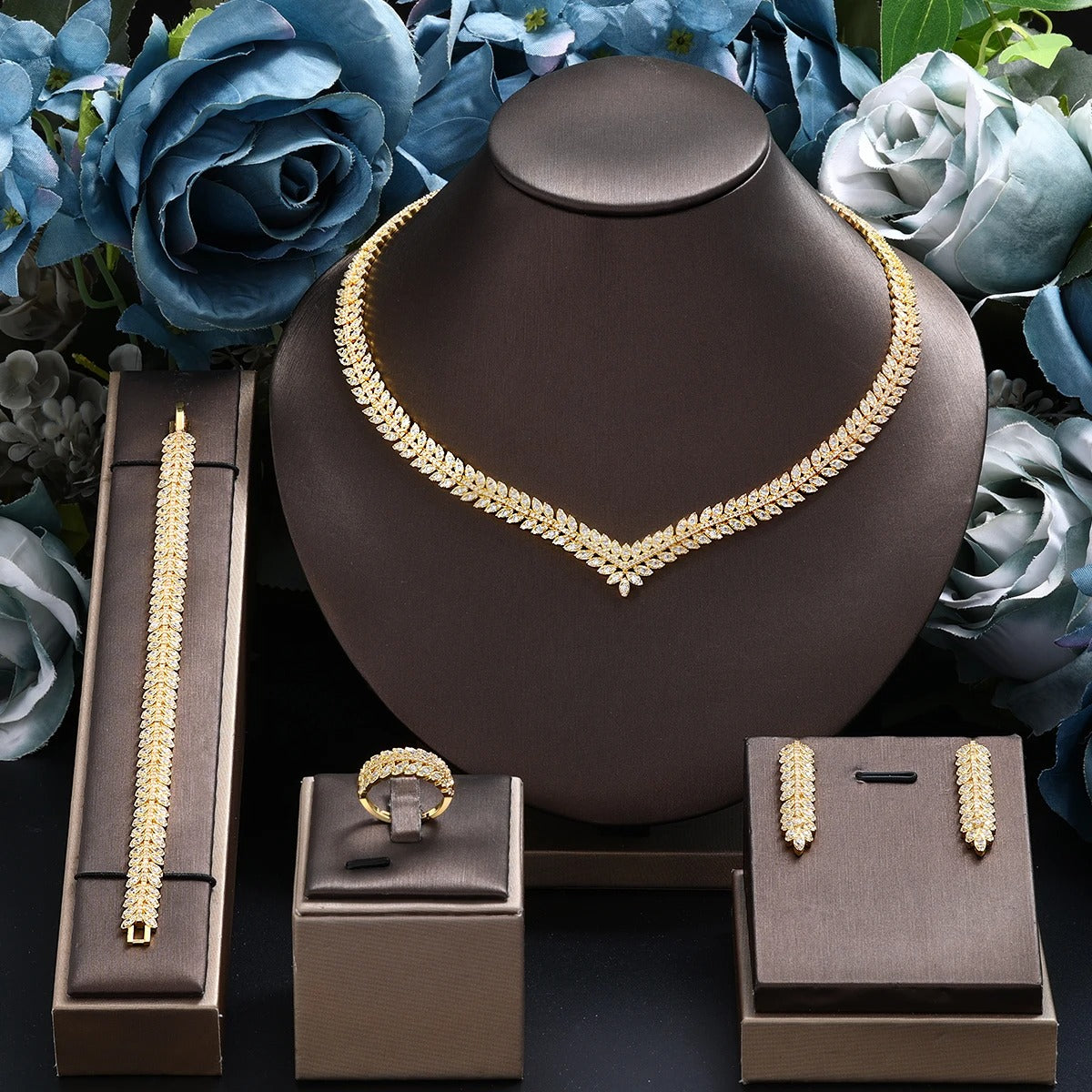 Dubai Gold Plated 4PCS Bridal Jewelry Set
