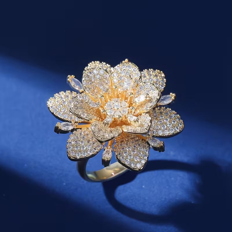Elegant 18K Gold Plated Cherry Blossom Rings.