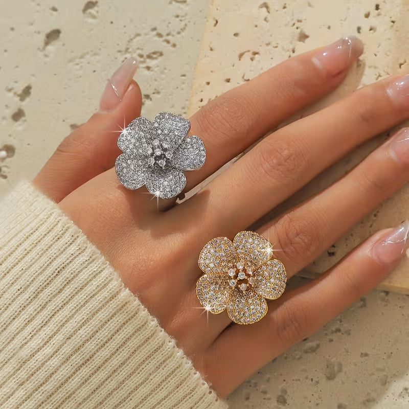 Elegant 18K Gold Plated Cherry Blossom Rings.