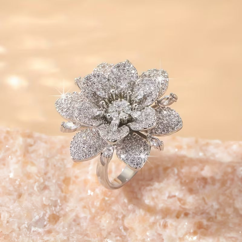 Elegant 18K Gold Plated Cherry Blossom Rings.
