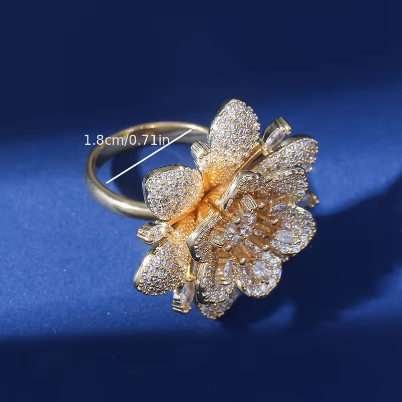 Elegant 18K Gold Plated Cherry Blossom Rings.