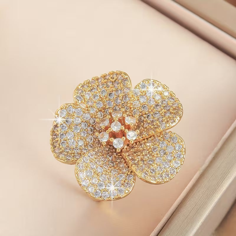 Elegant 18K Gold Plated Cherry Blossom Rings.