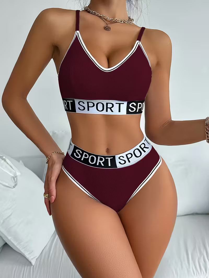 Elegant Belted Bra & Panty Suit.