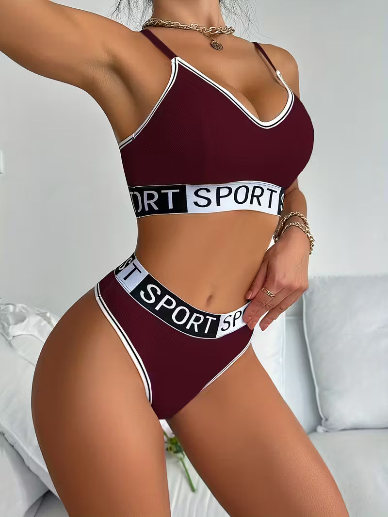 Elegant Belted Bra & Panty Suit.