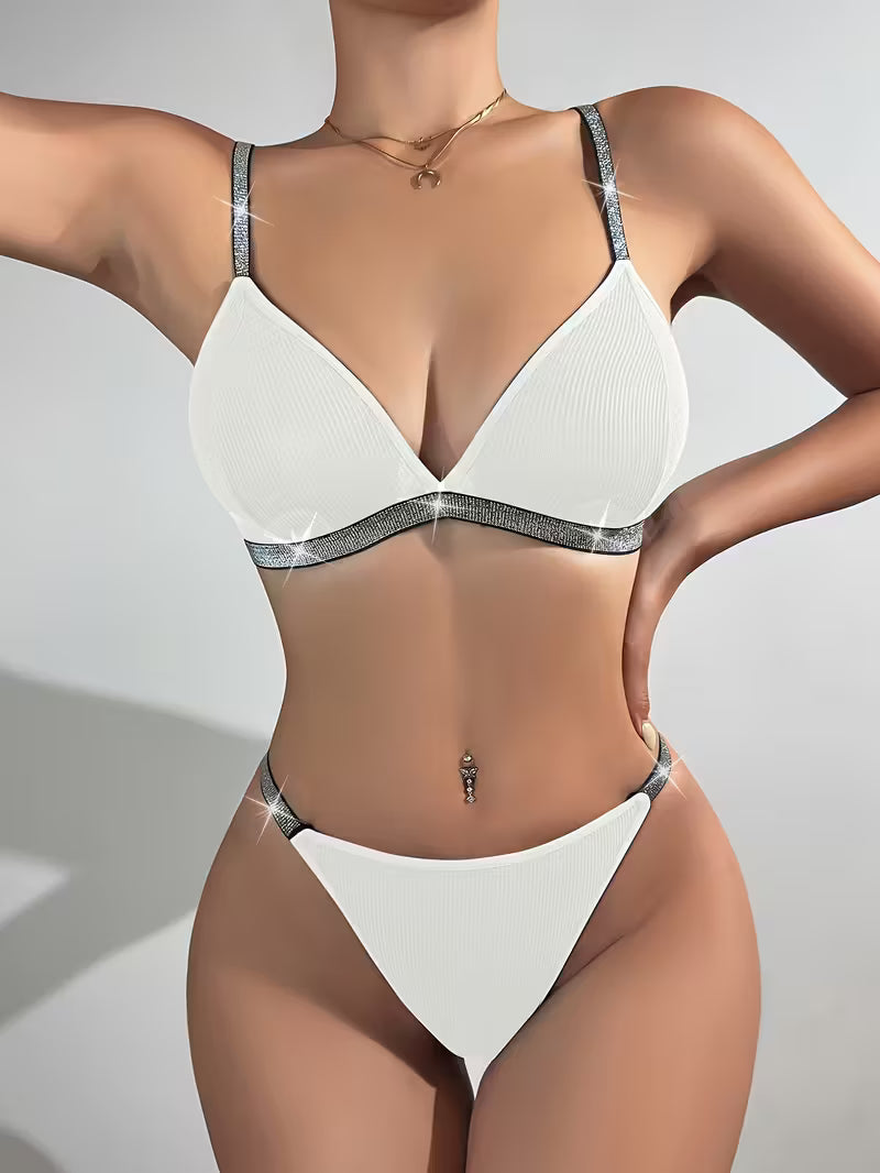 Elegant Braid-Detail Knit Lingerie.