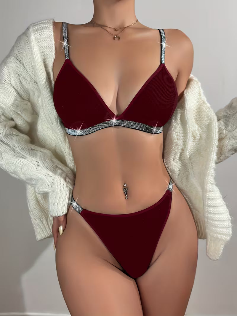Elegant Braid-Detail Knit Lingerie.