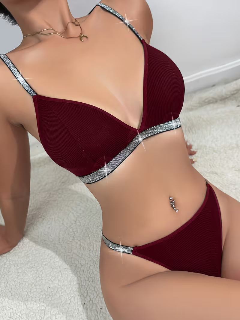 Elegant Braid-Detail Knit Lingerie.