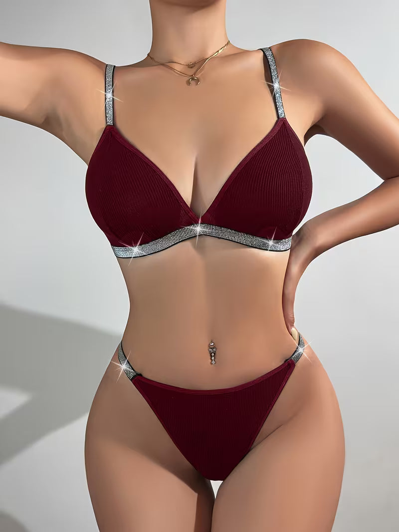 Elegant Braid-Detail Knit Lingerie.