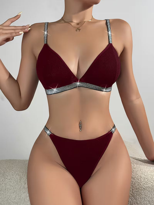 Elegant Braid-Detail Knit Lingerie.