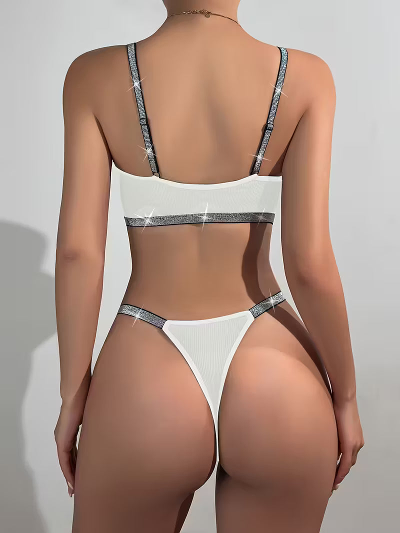 Elegant Braid-Detail Knit Lingerie.