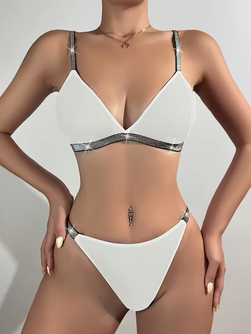 Elegant Braid-Detail Knit Lingerie.