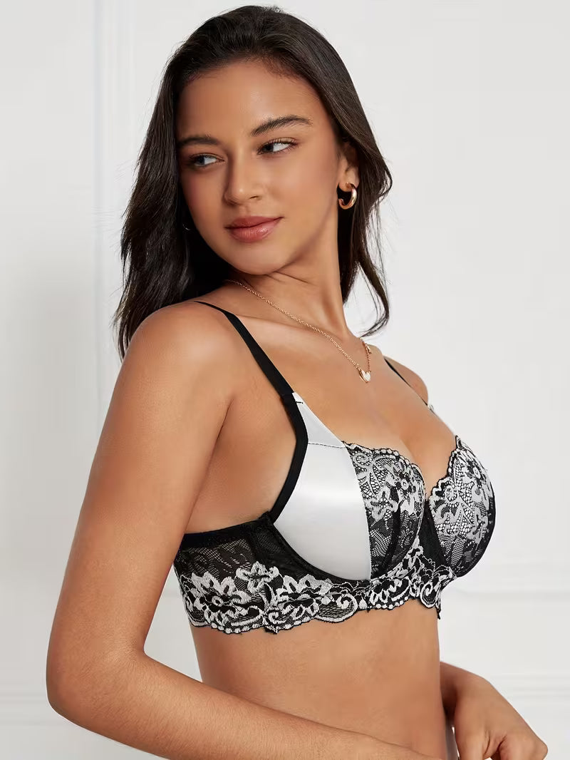 Elegant Contrast Lace Push-Up Bras.