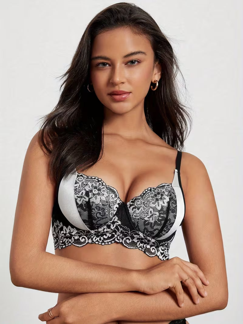 Elegant Contrast Lace Push-Up Bras.