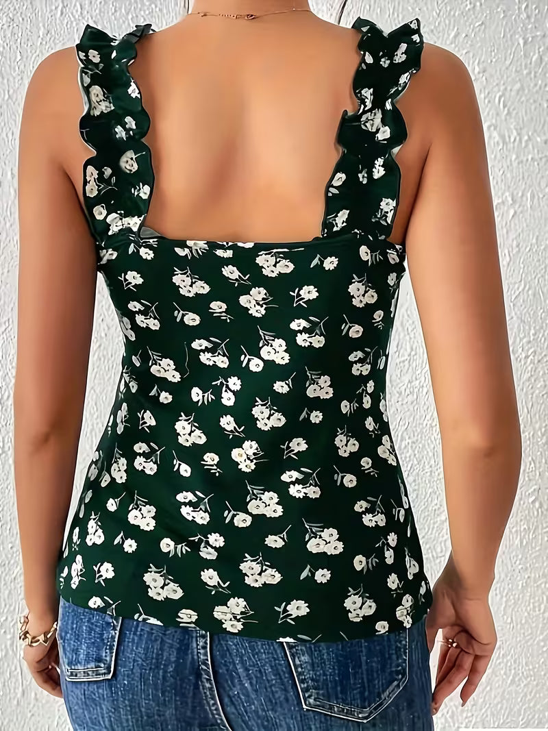 Elegant Floral Knit Slingback Tops.