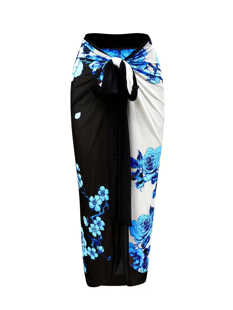 Elegant Floral Print Swimsuit Set.