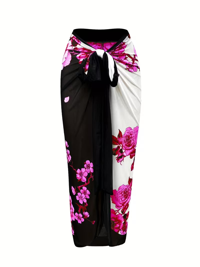 Elegant Floral Print Swimsuit Set.