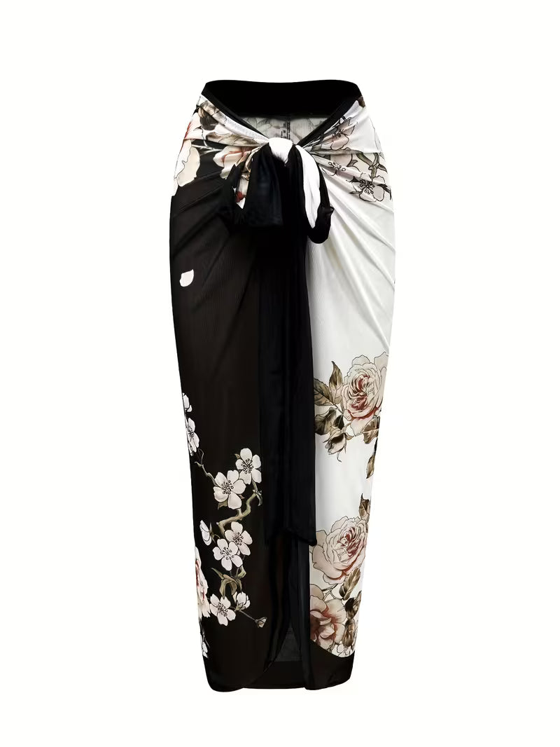 Elegant Floral Print Swimsuit Set.